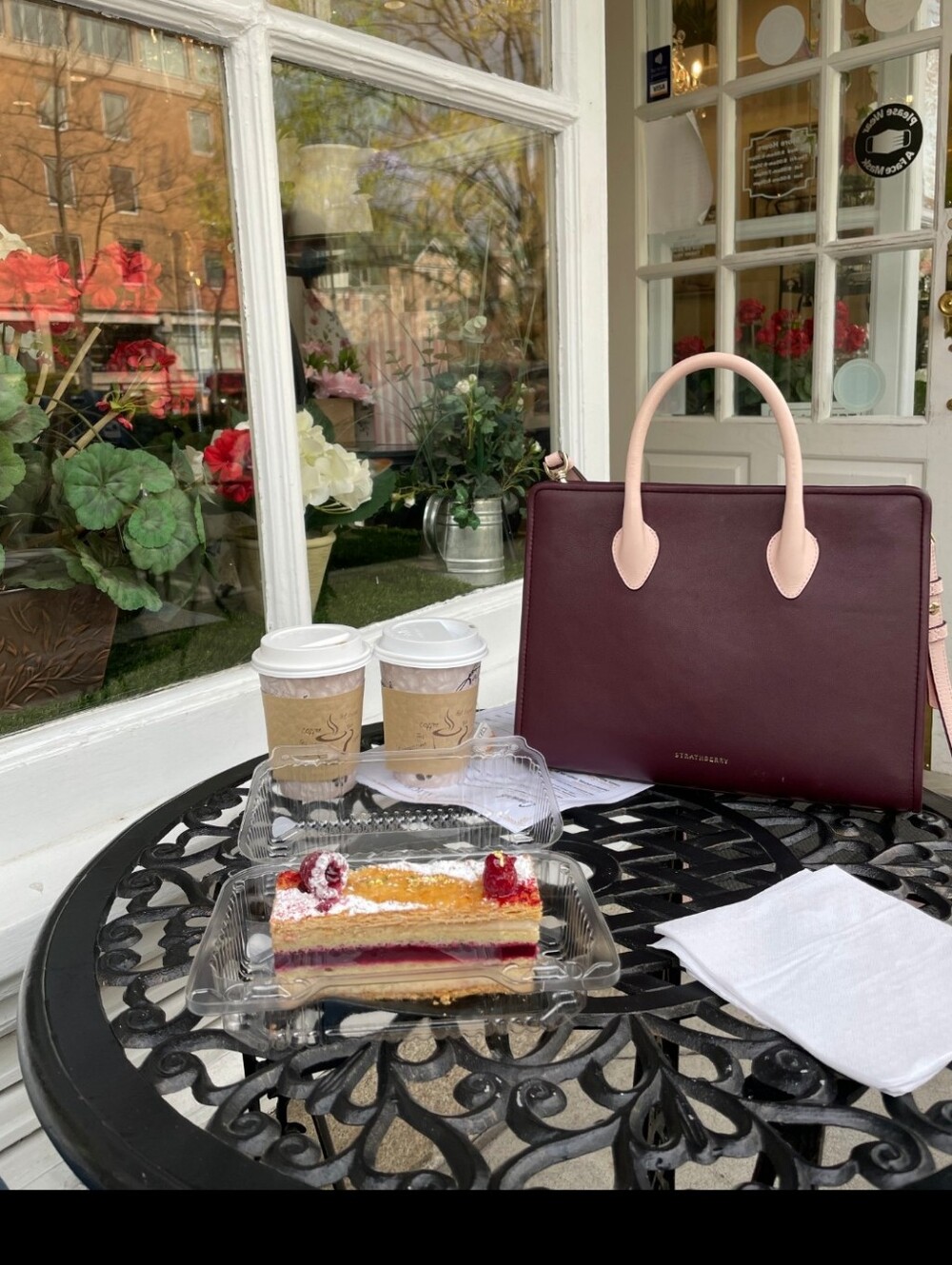 Strathberry Midi Tote - Full Set - Like New (Tri Color Burgundy/Pink/Rose) - Picture 13 of 14